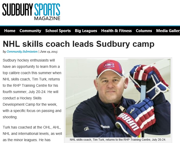 Tim Turk at Sudbury Hockey Camp